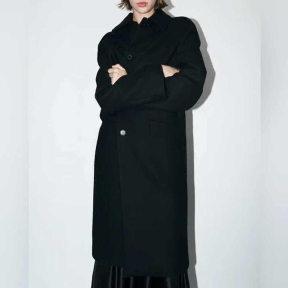 ZARA MANTECO WOOL STRAIGHT COAT